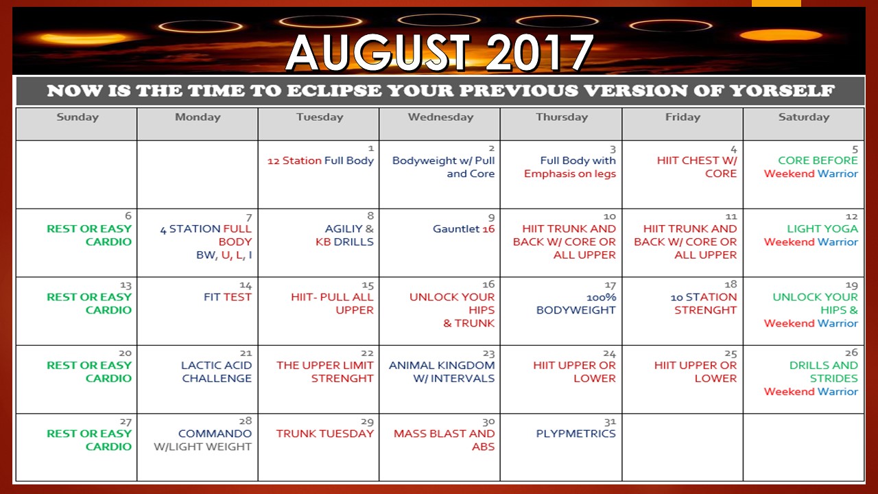 Monthly Workout Chart