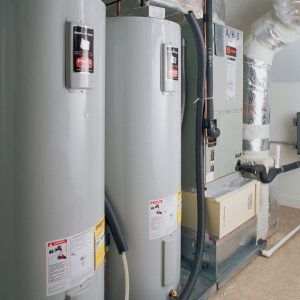 Different water heating units next to each other.