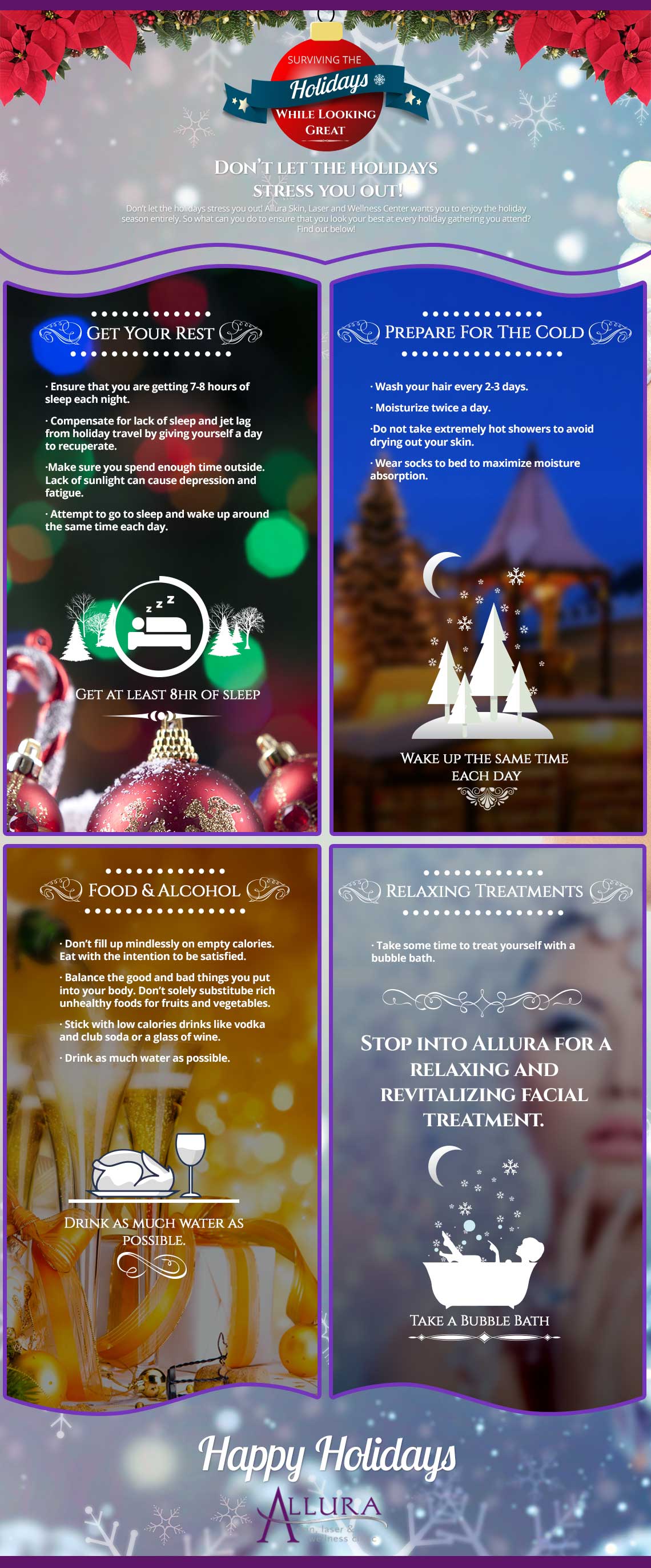 allura-info-graphic-christmas. surviving the holidays while looking great