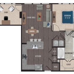 Alexan Downtown Houston Apartment 1 bedroom, 823ft² Floorplan