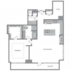 Hanover Montrose Houston Apartments 1 bedroom, 1322ft² Floorplan