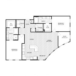 Fairmont Museum District Houston Apartments 2 bedroom, 1390ft² Floorplan