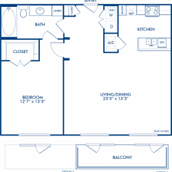 Camden City Center Houston Apartments 1 Bedroom, 865ft² Floorplan