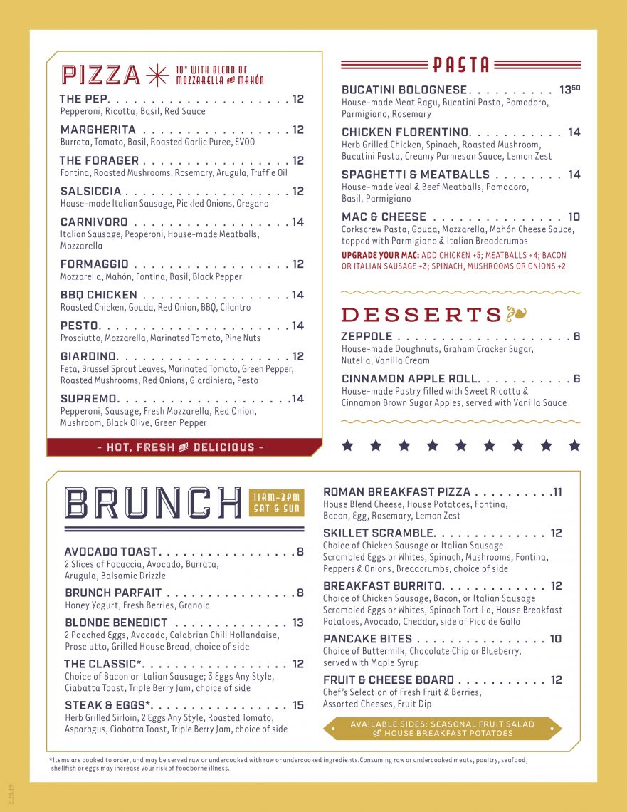 Bottled Blonde Menus & Specials Best Italian Food & Nightlife in