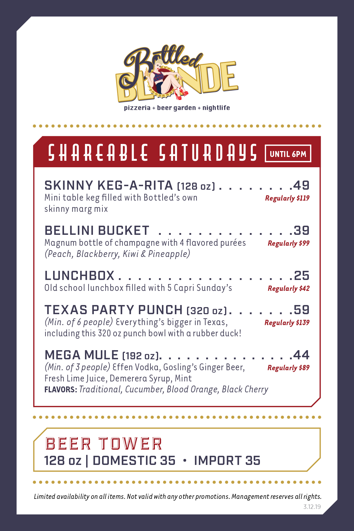 Bottled Blonde Menus & Specials Best Italian Food & Nightlife in