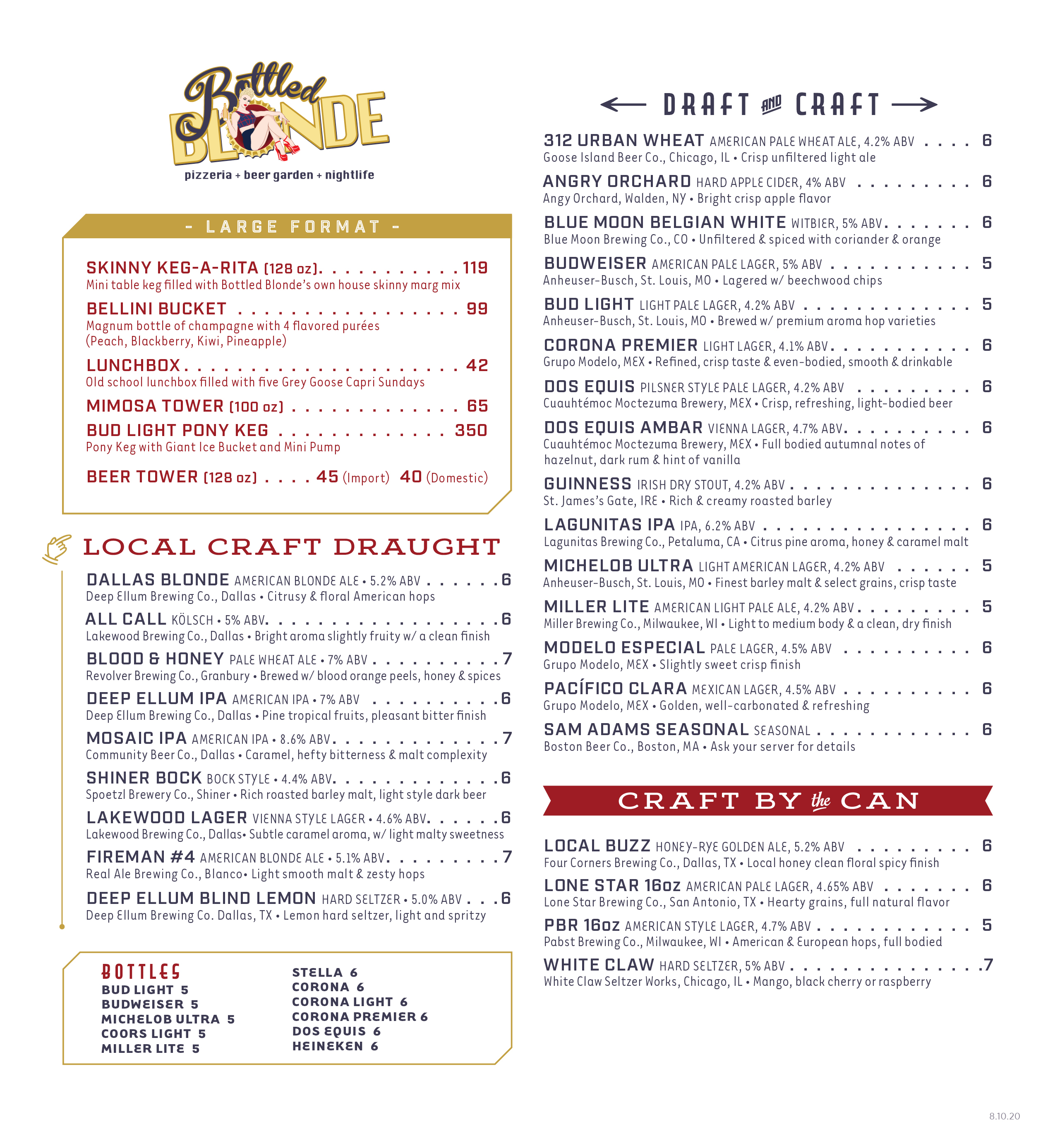 Bottled Blonde Dallas Brunch, Lunch & Dinner Dallas Pizzeria