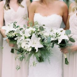 Bridal party and their bouquets.