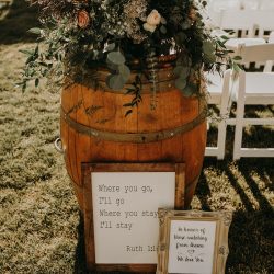 Barrel flowers for the big day.