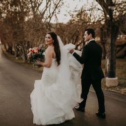 The beautiful couple out for a stroll.