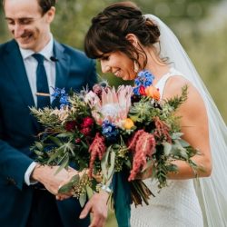 A bride and her Bliss bridal bouquet.