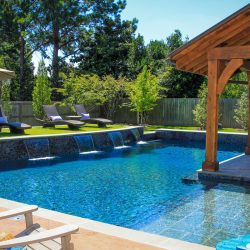 Geometric pool with gazebo.