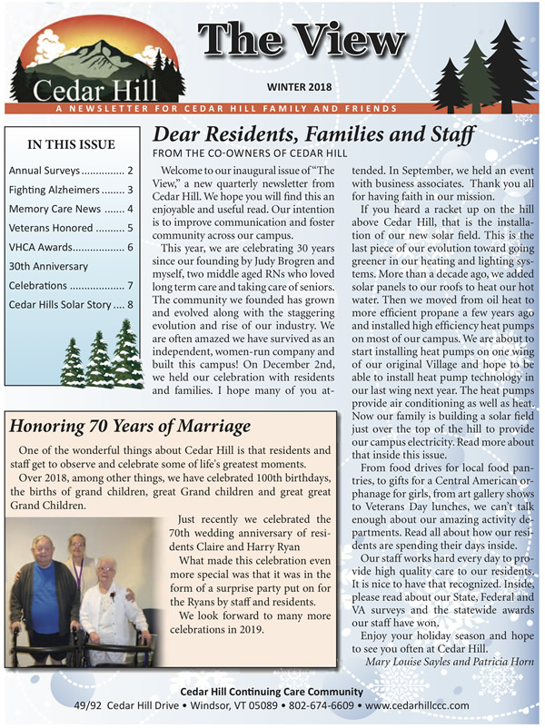The View Winter 2018 - Cedar Hill Newsletter