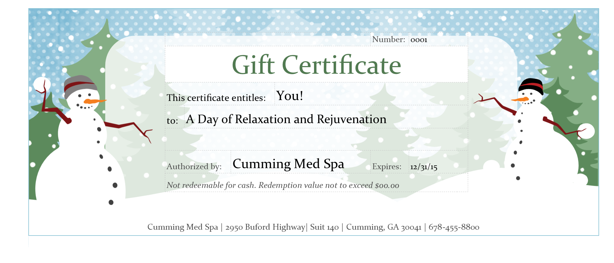 free spa gift certificate template