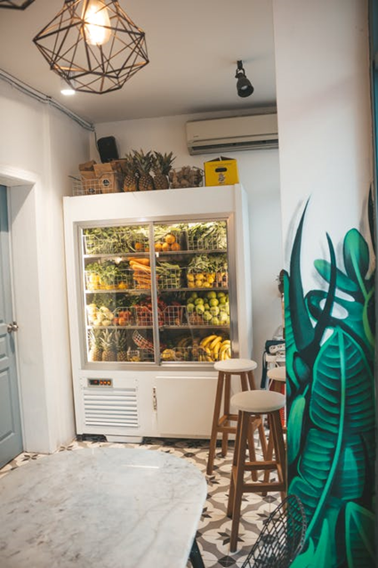 A white fridge in a kitchen in Washington.