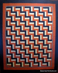 Signature Rail Fence Quilt - I made the squares to be signed at a wedding reception and then they were returned to me to complete the quilt. The white areas having signatures on them.