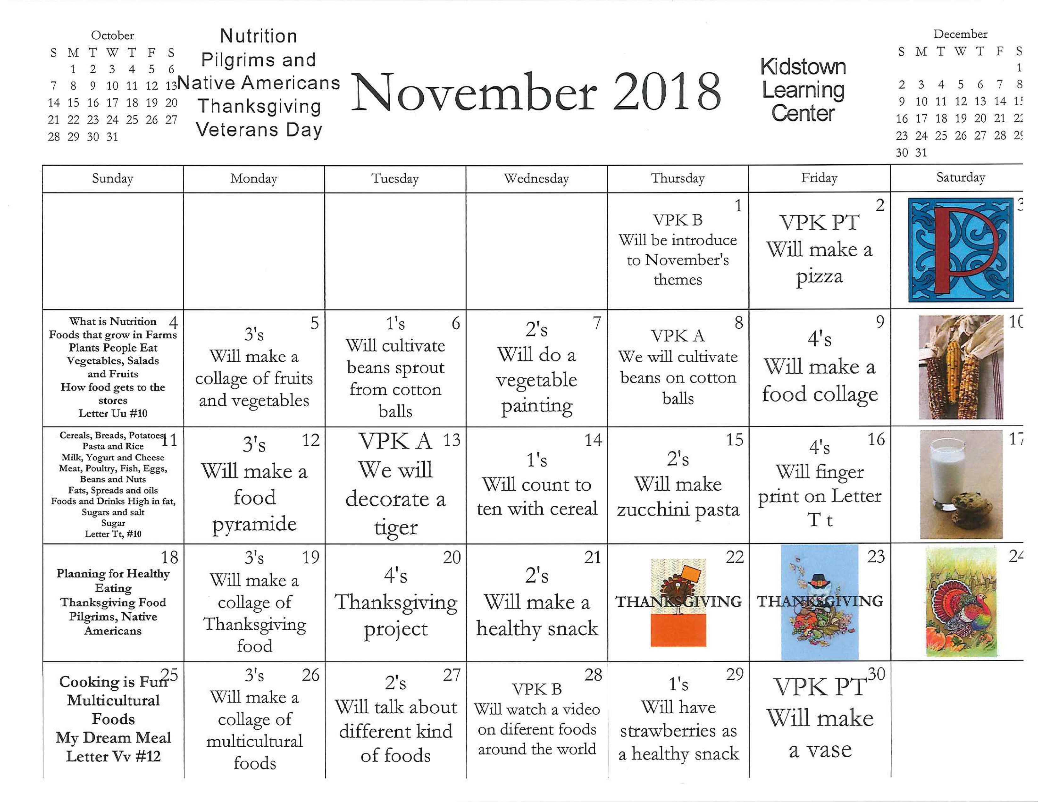 Kidstown November Calendar And Events Kidstown Learning Center