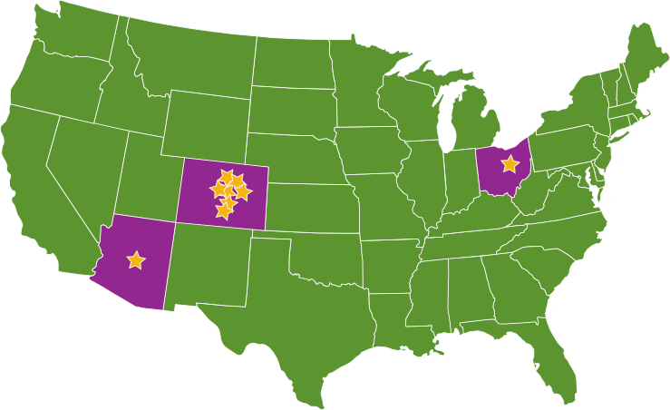 Major Organizers Service Areas Map