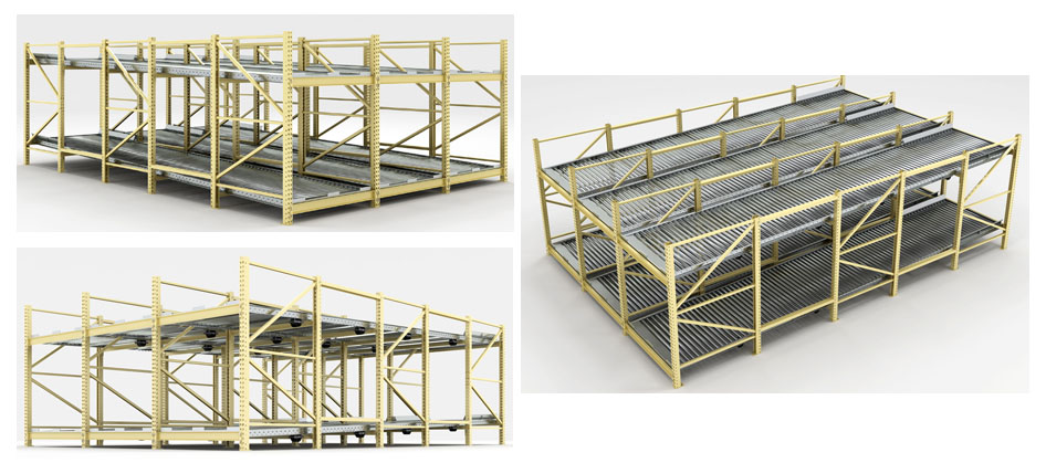 Full-Roller Pallet Flow Rack Illustration Mallard Manufacturing