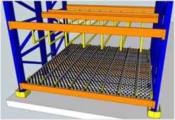 Dyna-Flo Carton Flow full lane dividers and overhead guide rails