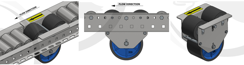 Drop-in Pallet Flow Rack Speed Controllers Illustration