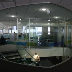 Glass Wall In Office Stairwell