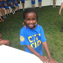Little girl enjoying the Octopit USA gaga ball pit.