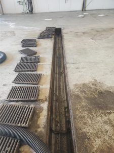 floor drain with grates removed