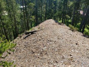 View from above of waste rock pile