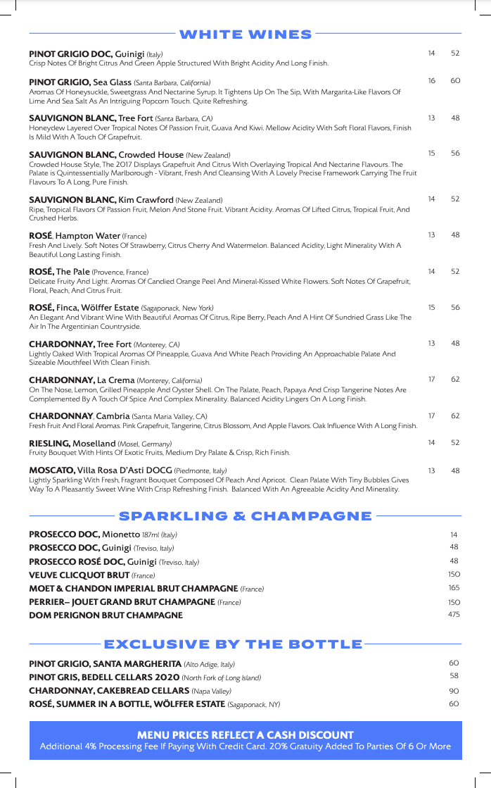 Wine List Revel Restaurant & Bar