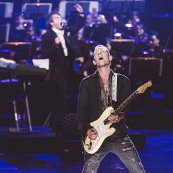 Guitar player Tony Bruno performing with the classical music and classic rock show Rocktopia.