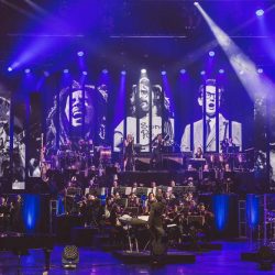 The orchestra and stage for Rocktopia, the classic rock and opera concert spectacular!