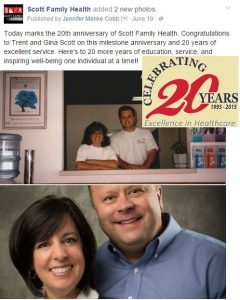 Scott Family Health's 20th anniversary was one of our top posts on Facebook this past year.