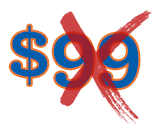 $99 with cross out