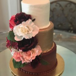 Gold Wedding Cakes, Maroon Wedding Cakes, Dallas weddings, fort worth weddings, floral weddings