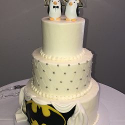 Batman Wedding Cakes, DFW Weddings, Quilted Cakes, Custom Cakes in Dallas, White Wedding Cakes
