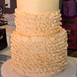 fondant ruffles, ivory wedding cakes, small wedding cakes, frisco wedding cakes, plano bakery, southlake bakery
