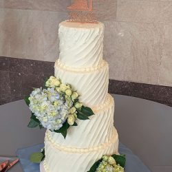 Horizontal Lines, Buttercream ruffles cakes, Dallas bakery, slanted ruffles, plano wedding cakes, addison bakery, addison wedding cakes