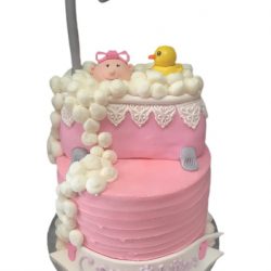 Big baby shower cakes, light pink baby shower cakes, girl baby shower cakes, chevron in grey, arlington texas bakery