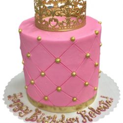 Small Pink Cakes, Gold Birthday Cakes, Quilted Birthday cakes, affordable birthday cakes, arlington bakery