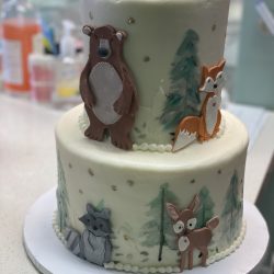 woodland creatures baby shower cake