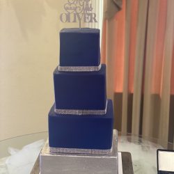 silver and royal blue wedding cake | arlington bakery, wedding cakes, dallas wedding cakes