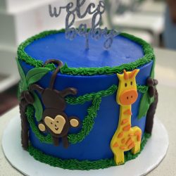 Simple baby shower cake, jungle animals shower cake | thats the cake