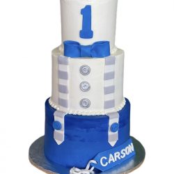 1st Birthday Cake | That's The Cake | Arlington Bakery | Blue & Gray Birthday Cake