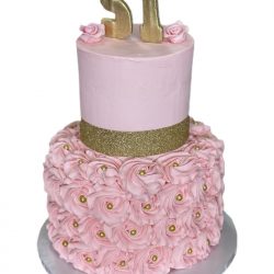Pink & Gold Cake | Birthday Cakes | Rosettes Cake | Birthday Cakes | That's The Cake