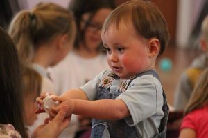 preschool boy in class