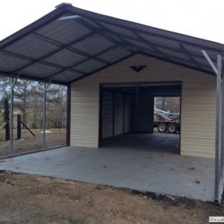Enclosed Metal Garage with Double Rolling Garage Door