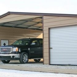 Double Enclosed Detached Garage With Carport Connection