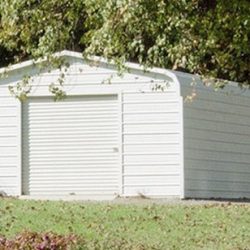 Enclosed Metal Garage with Rolling Garage Door
