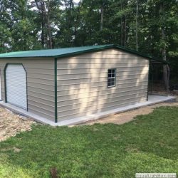 Enclosed Metal Garage with Rolling Garage Door and Window