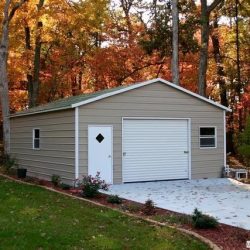Enclosed Metal Garage with Window, Rolling Garage Door, and Walk-Thru Door,